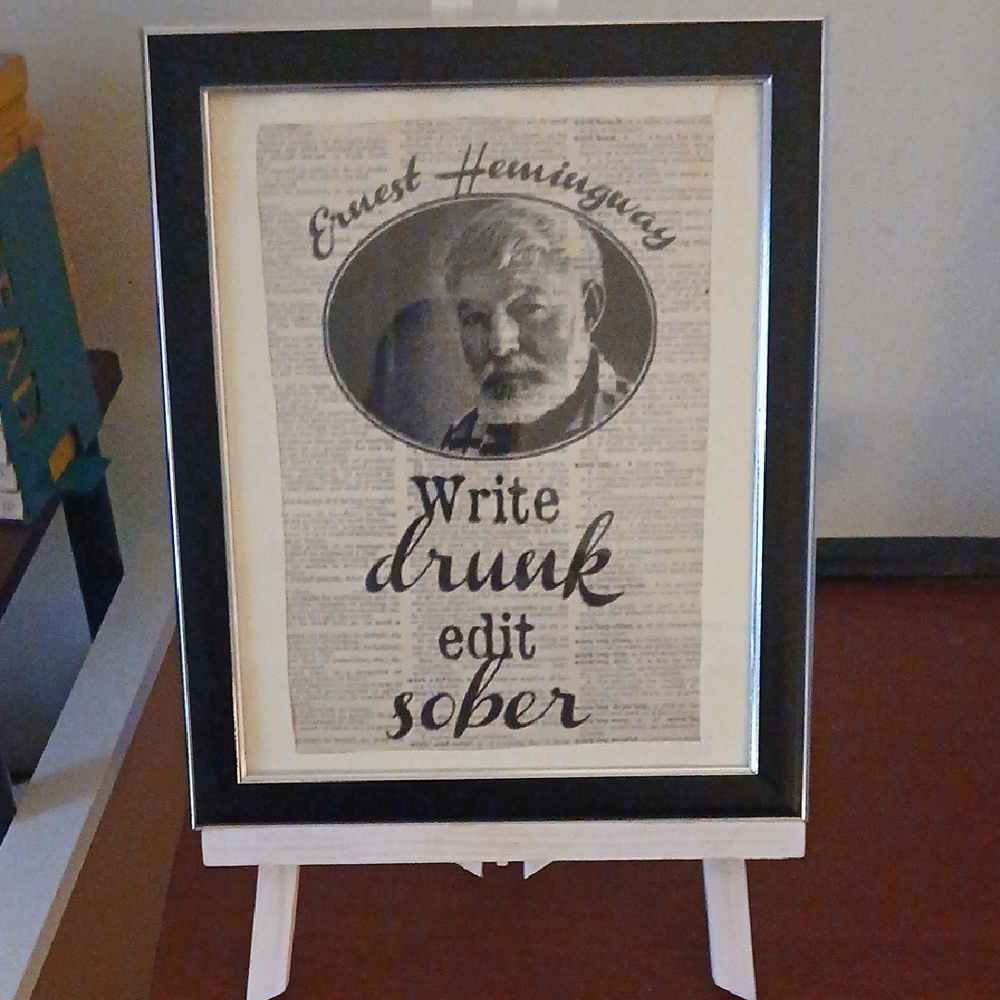 Black Framed Ernest Hemingway Quote Art